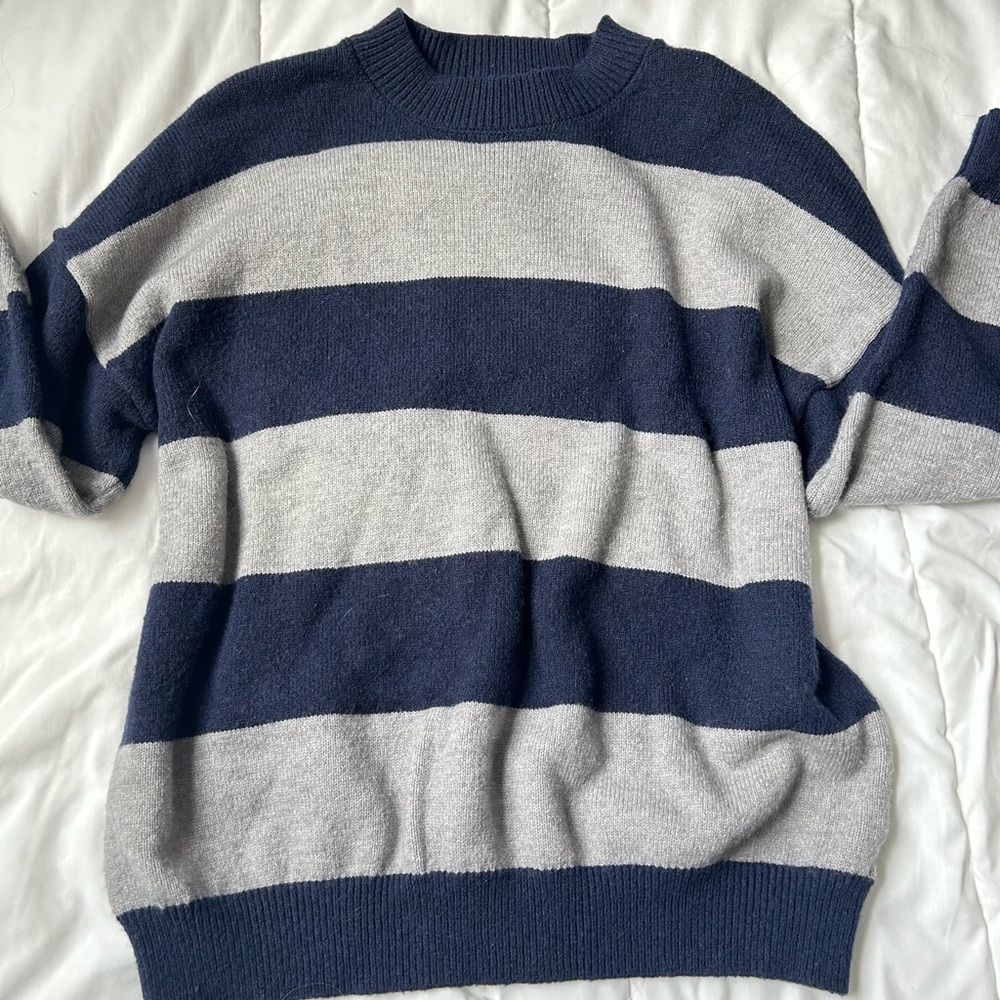 Grey & Navy stripped Knit Sweater